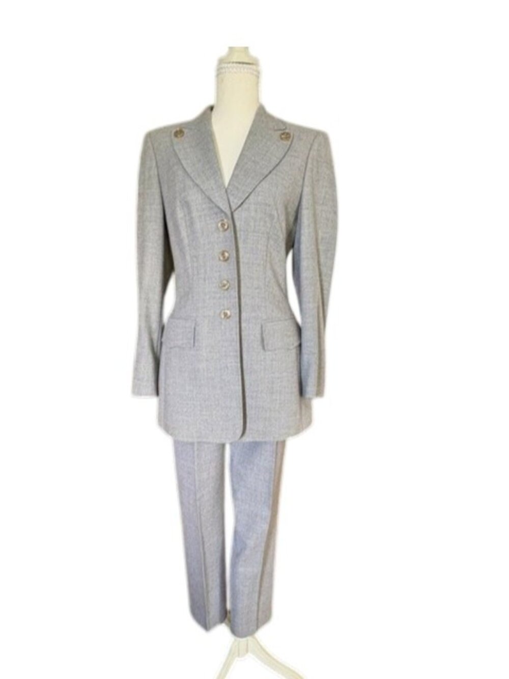 Vintage Escada by Margaretha Ley Gray Wool Pantsuit Size 36 US 6